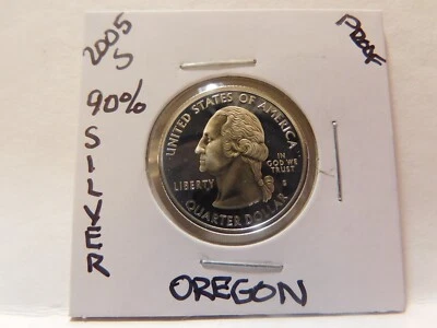 2005 S 90% Silver Proof Oregon State Quarter - From a U.S.  Proof Set - Image 1 of 2