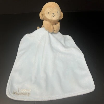 Just One You Carters Monkey I adore Mommy Blue Lovey Security Blanket Rattle - Image 1 of 4