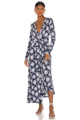 NWT LoveShackFancy Min Floral Maxi Dress Sz XS Deep Marine Blue #1H453 - Image 1 of 4