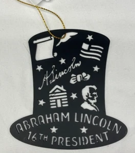 Abraham Lincoln 16. Präsident schwarz Metall Silhouette Weihnachtsschmuck neu - Bild 1 von 1