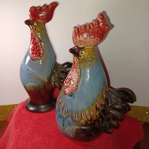 Vintage Ceramic/Stoneware Country Roosters..... Set of 2 - Picture 1 of 4