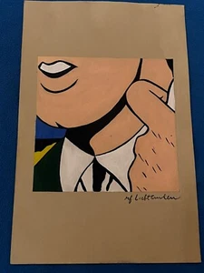 ROY LICHTENSTEIN drawing and painting on old paper signed stamped vintage - Picture 1 of 2