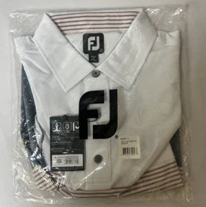 Footjoy Color Block Lisle Self Collar White/Pink Size Large NEW WITH TAGS - Picture 1 of 4