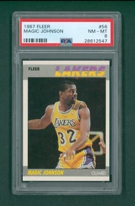 1987 Fleer Basketball Card - #56 Magic Johnson, PSA 8 NM/MT - Picture 1 of 2