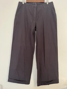 Garnet Hill Hose weites Bein Damen 14 grau Hose Baumwolle mittlerer Bund neu - Bild 1 von 9