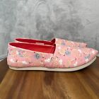 Toms Shoes Womens 12 Pink Blossom Over The Moon Cow Heart Alpargata Slip On Flat