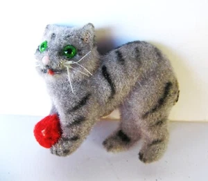 🐸Kunstlerschutz Handwork West Germany CAT Dollhouse Kitten Flocked NO TAIL - Picture 1 of 7