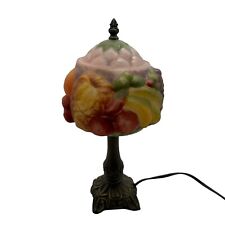 Antique Reverse Painted Table Lamp Puffy Pairpoint Style Fruit 16" Tall Glass