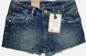 Levi's Denim Shorts Youth Girls Adjustable Waist Blue Pockets Summer Day Camp - Picture 1 of 5