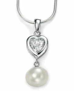 Elements Argento, Cuore Zirconi e Bianco Lacrima Perla Ciondolo - Foto 1 di 1