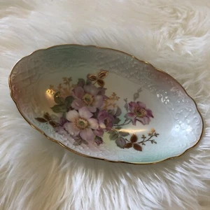 Schumann Arzberg Germany Oval Floral Trinket Dish Bowl Cottage Chic Wild Rose - Picture 1 of 7