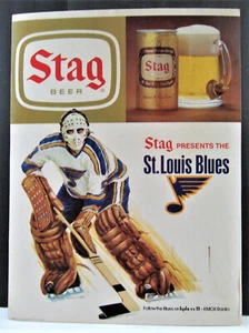 Insegna Vintage Birra Cervo Cartone 1975 St Louis Blues Hockey Schedule Lge Store - Foto 1 di 4