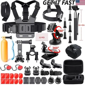 52 PCS Accessories Head Chest Bike Mount Kit for GoPro HERO 5/4/3+ Cameras - Picture 1 of 10