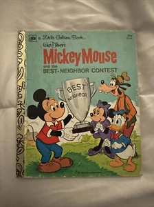 1977 Mickey Mouse and the Best Neighbor Contest A Little Golden Book *Read* 3rd - Picture 1 of 6