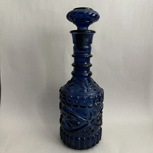 Vintage Jim Beam Cobalt Blue Decanter Kentucky Empty Glass Bottle w/ Stopper - Picture 1 of 13