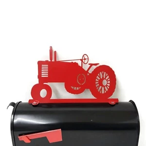 Oldtimer Traktor 2 Metall Briefkasten Topper 9,25 cm hoch rot - Bild 1 von 2