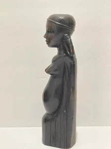 Vintage Hand Carved Ebony? Hard Wood African Figurine Tribal Fertility Woman - Picture 1 of 9