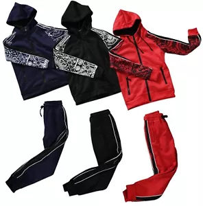 Jungen Trainingsanzug Neu Kinder Arm Ripp Stil Kapuze Jogginghose und Hoodie 3 CLRS - Bild 1 von 4