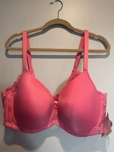 Avenue Body 44D Bra Lined Underwire, Back Smoother, Coral, Lace On Sides, NWT - Picture 1 of 5