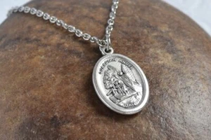 925 sterling plated silver 24" necklace MICHAEL PROTECT GUARDIAN ANGEL pendant - Picture 1 of 8