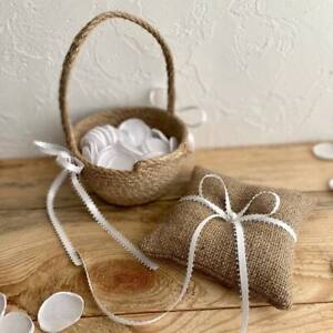 Handmade Ring Bearer Pillow and Wedding Flower Girl Basket Set Pearl