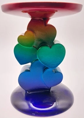 Bath and Body Works Rainbow Hearts Pride Pedestal 3 Wick Candle Holder New! - Image 1 of 3