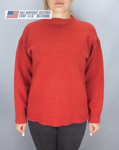 Vintage Rutland Knitwear Red Fisherman Unisex Jumper 36 Great Britain Pure Wool - Picture 1 of 23