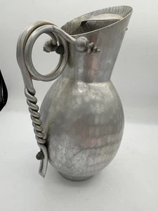 Vintage 1950s BW Buenilum Aluminum Pitcher w/ ice Catcher Twisted Handle - Picture 1 of 8