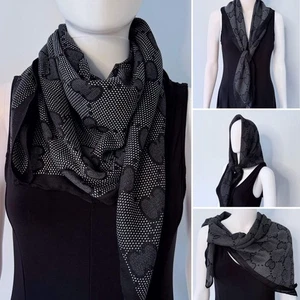 Black Cotton Square Scarf - Picture 1 of 6
