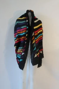 Womens Theodora & Callum Black Multicolor Colorblock Scarf Shawl Wrap - Picture 1 of 6