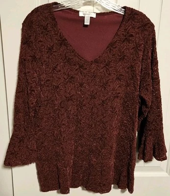 Blusa para mujer Dress Barn talla 2XL granate Foto 1 de 4