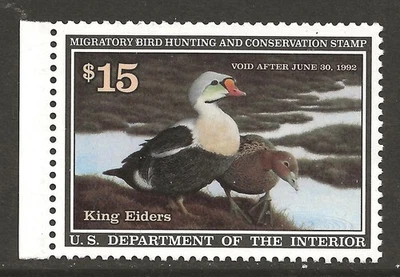 US RW58 - $15 DUCK stamp, 1991 issue, KING EIDERS - MNH - FREE SHIPPING! - Image 1 of 2