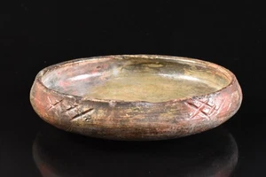 U1575: Japanese Old Raku-ware Red glaze Shapely Kashiki DESSERT BOWL/dish - Picture 1 of 7