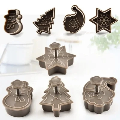 4 Ausstecher Plätzchenform Keks Präge-Ausstecher mit Auswerfer Weihnachten  - Bild 1 von 2