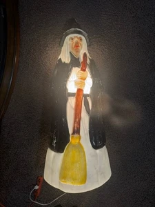 Vintage Empire beleuchtete Halloween Hexe Kunststoff Blasform - 39" getestet & funktioniert - Bild 1 von 11