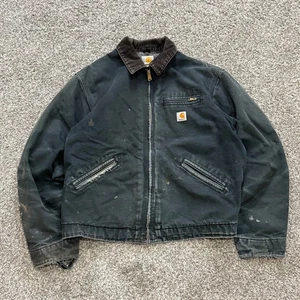Vintage Sun Faded Distressed Carhartt Detroit Jacke J01 Schwarz Herren XL 48 Retro - Bild 1 von 8