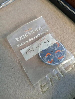 Cadran Enicar, Chronographe, Chronomètre.  Dial. - Photo 1/4