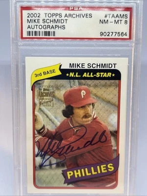 2002 Topps Archives Mike Schmidt certified AUTO Card Autograph signed SSP PSA 8 - Image 1 of 4