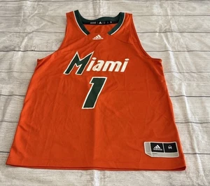 Adidas Miami Hurricanes #1 Orange Basketball Jersey Size Medium Throwback - Picture 1 of 6