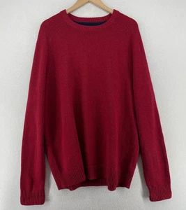 LANDS END Sweater Mens XLT 46 48 Lambswool Speckled Jumper Crewneck Pullover Red - Picture 1 of 12