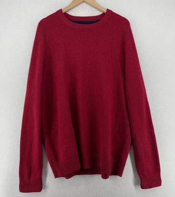 LANDS END Sweater Mens XLT 46 48 Lambswool Speckled Jumper Crewneck Pullover Red - Image 1 of 4