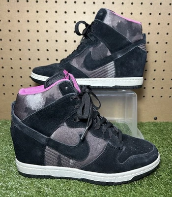 Nike Dunk Sky Hi Suede Hidden Wedge Camo Black Pink 543258-001 Women's Size 8 - Image 1 of 4