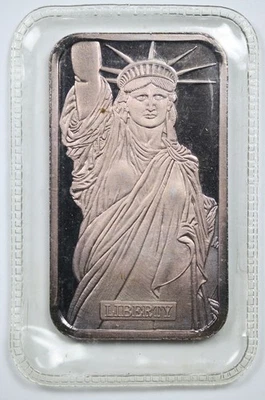 Barra de plata fina Estatua de la Libertad Johnson Matthey 1982 MTB .999 1 OZ G2013 Foto 1 de 3