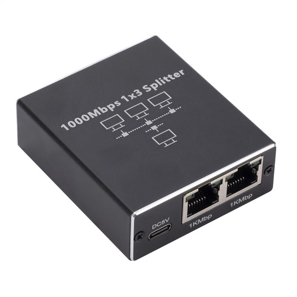 Adattatore Ethernet Gigabit da 1 A 3 Gigabit da 1000 Mbps, Splitter RJ45, C9722 - Immagine 1 di 1