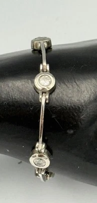 Conjunto de bisel de plata de ley 925 pulsera de tenis circonita cúbica piedras redondas cierre de caja para mujer Foto 1 de 4