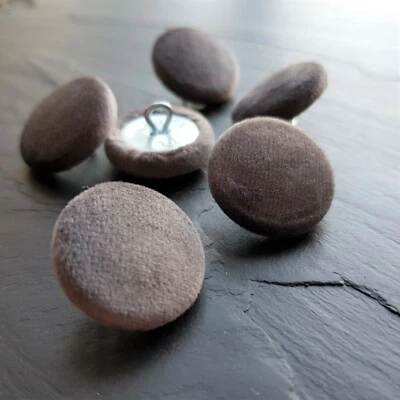 Dark Grey velvet fabric covered buttons, 14mm, 19mm, 23mm, 25mm or 31mm in packs - Image 1 of 4