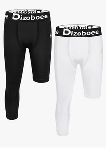 Boys Compression Leggings One Leg 3/4 for Sports Kids Basketball - Picture 1 of 8