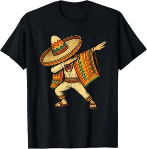 Mexican Boy Dabbing Man Poncho Cinco de Mayo Gifts T-Shirt - Picture 1 of 4