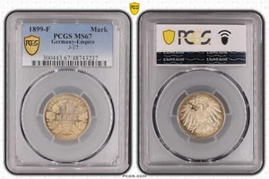 Coin Silver Mark Empire 1 Mark 1899 F PCGS MS67 Splendid nswleipzig - Picture 1 of 2