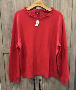 NWT Talbots XLP Petite Sweater Ruffle Neck Red